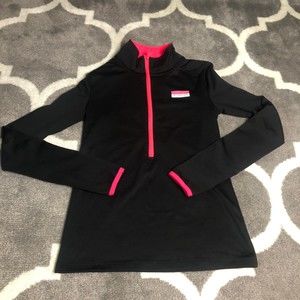 Pink Victorias Secret Pullover Womens XS Black Ultimate Deep Zip Thumbholes